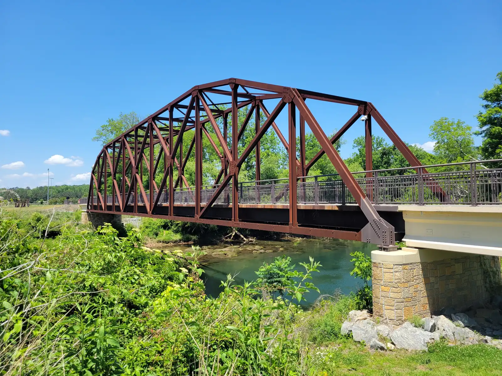 Rogers Bridge, the pedestrian bridge over the Chattahoochee River from Cauley Creek Park to Duluth